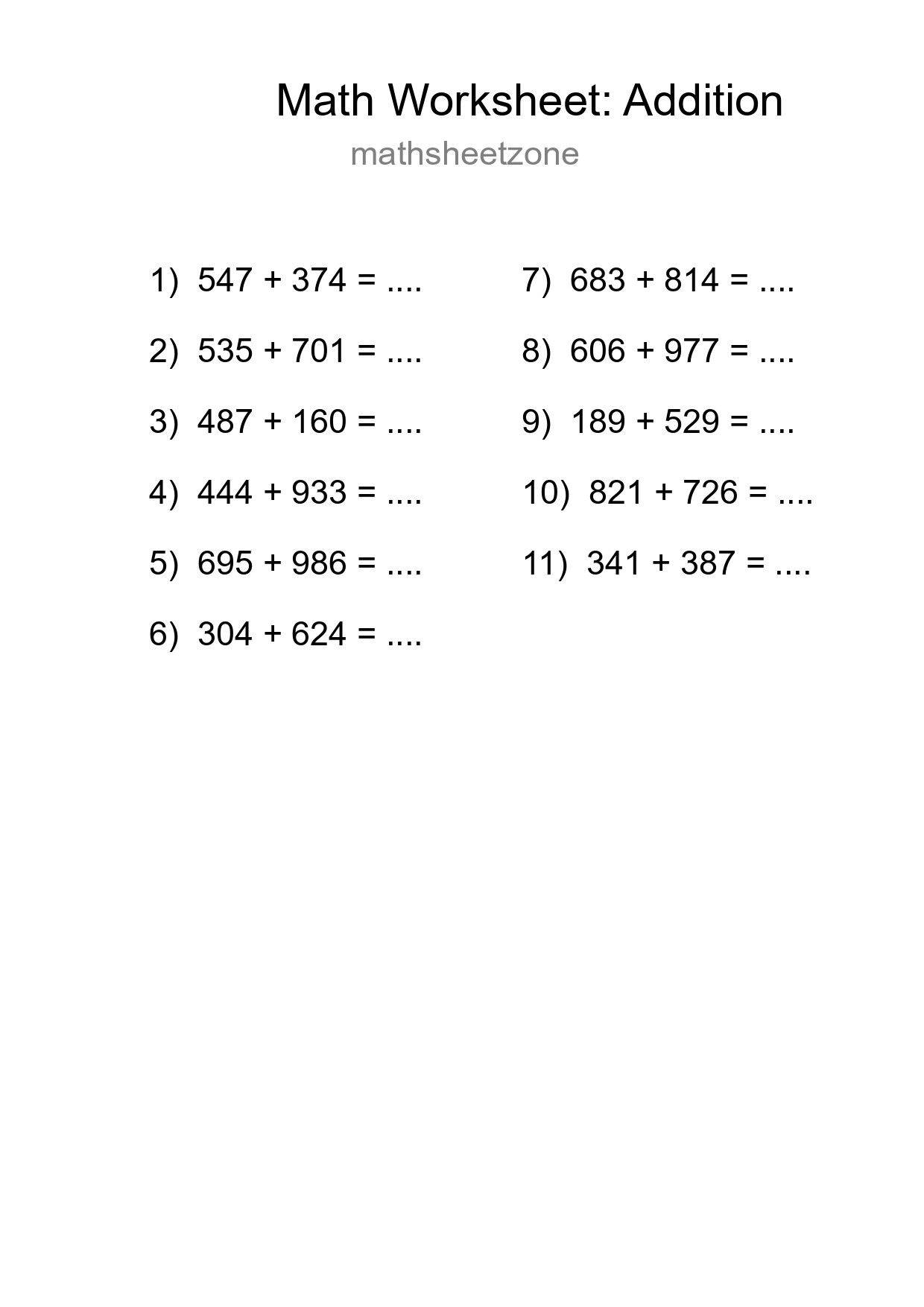 Free 11 Addition Math Worksheet For Grade 5 With Answers - Part 45