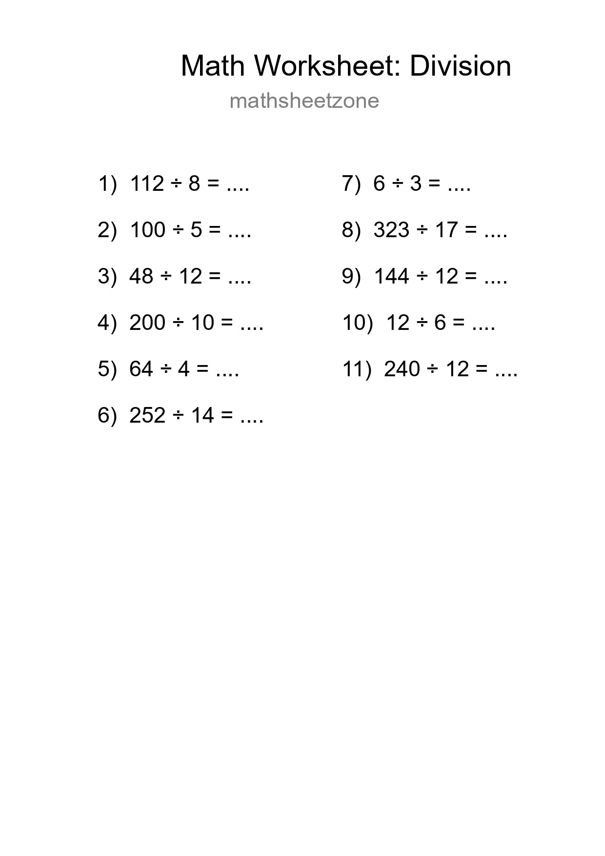 Free 11 Division Math Worksheet For Grade 2 With Answers - Part 191
