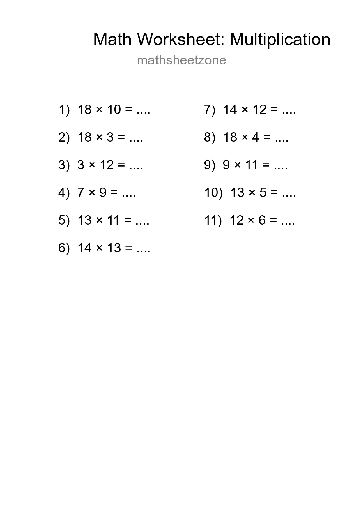 Free 11 Multiplication Math Worksheet For Grade 2 With Answers - Part 62