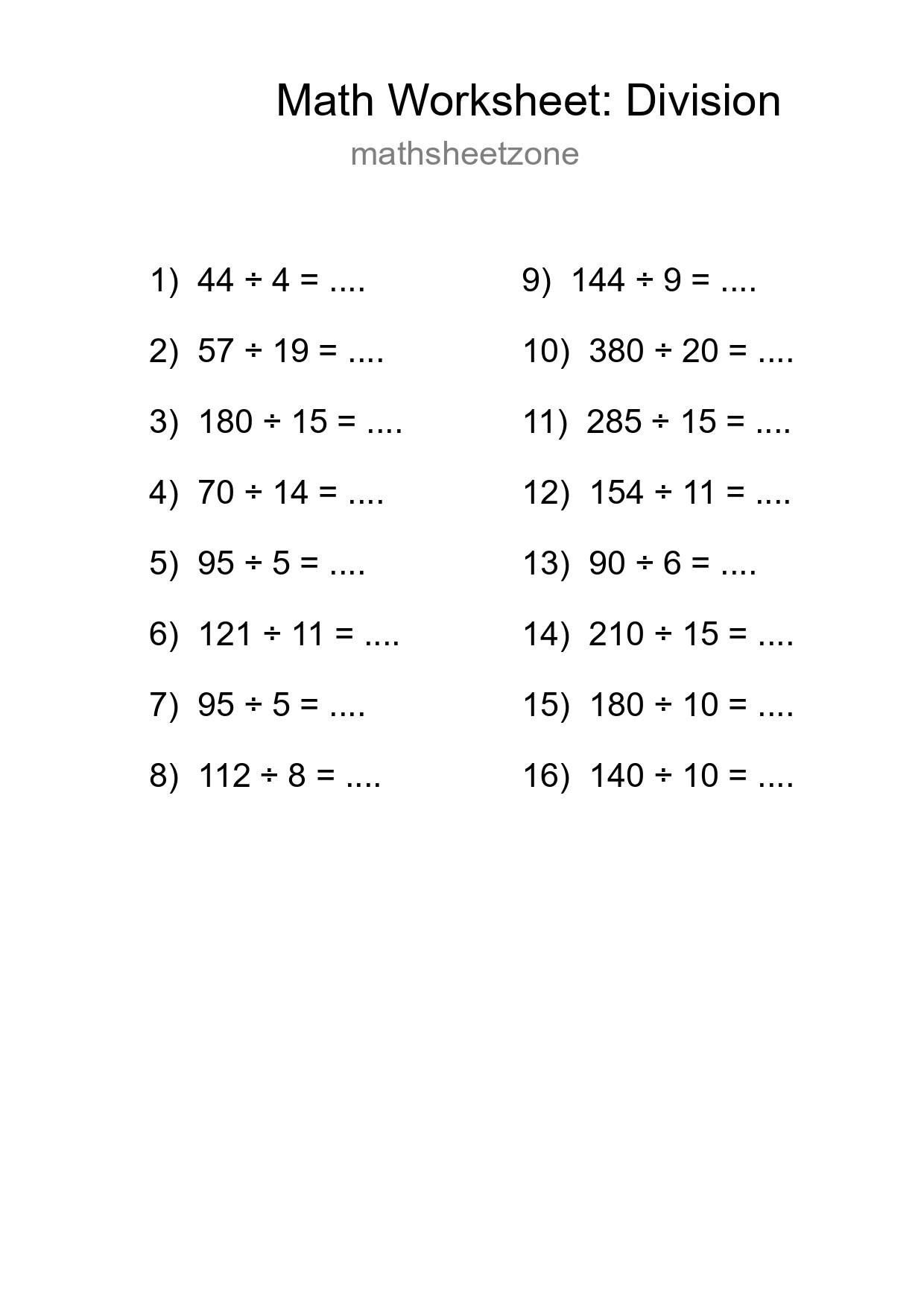 Free 16 Division Math Worksheet For Grade 2 With Answers - Part 81