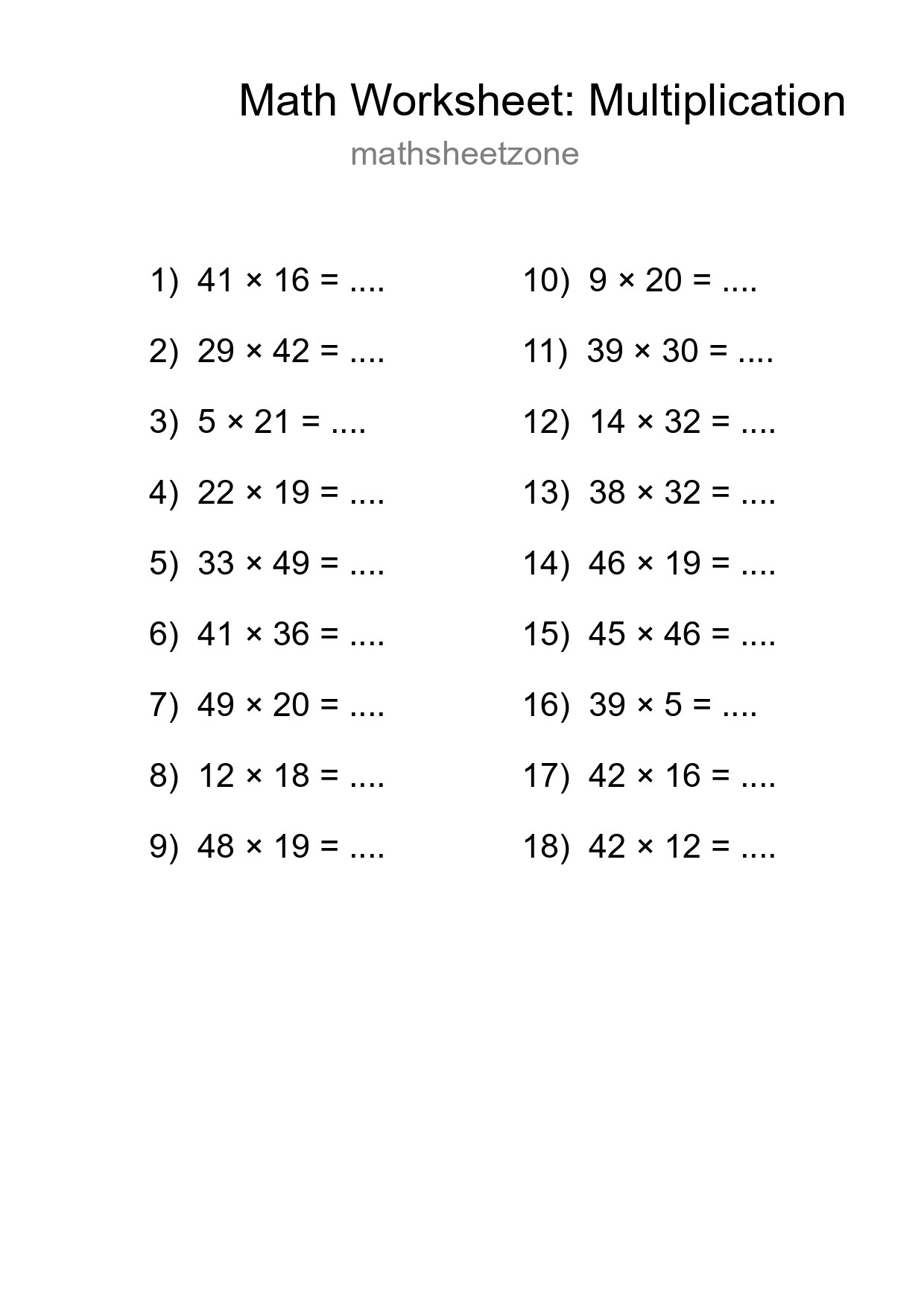 Free 18 Multiplication Math Worksheet For Grade 2 - Part 161