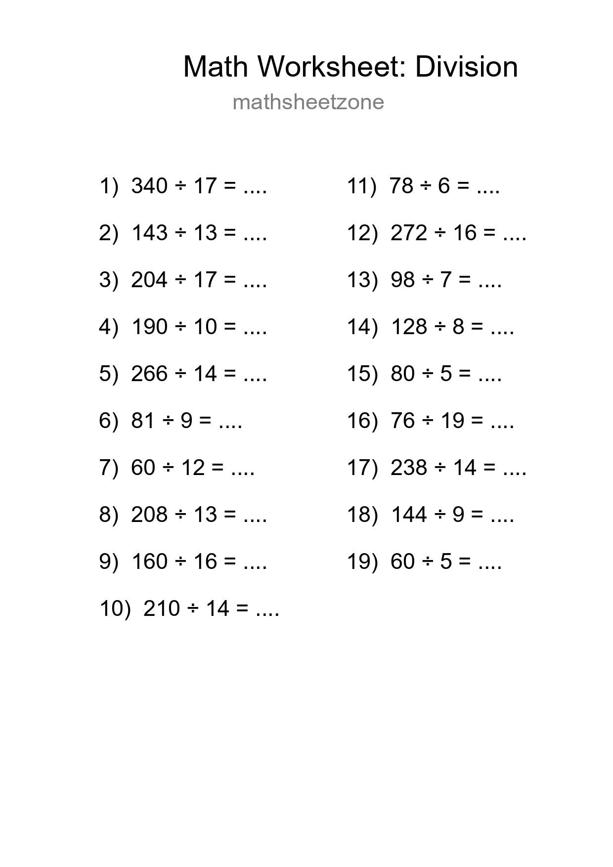 Free 19 Division Math Worksheet For Grade 2 - Part 180