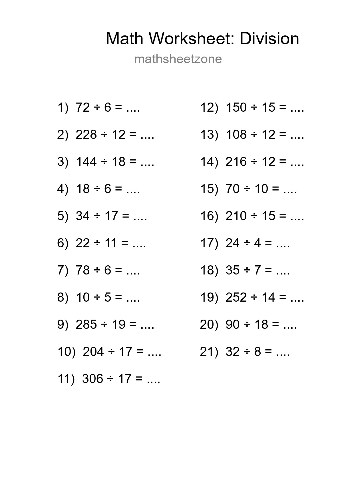 Free 21 Division Math Worksheet For Grade 2 - Part 257