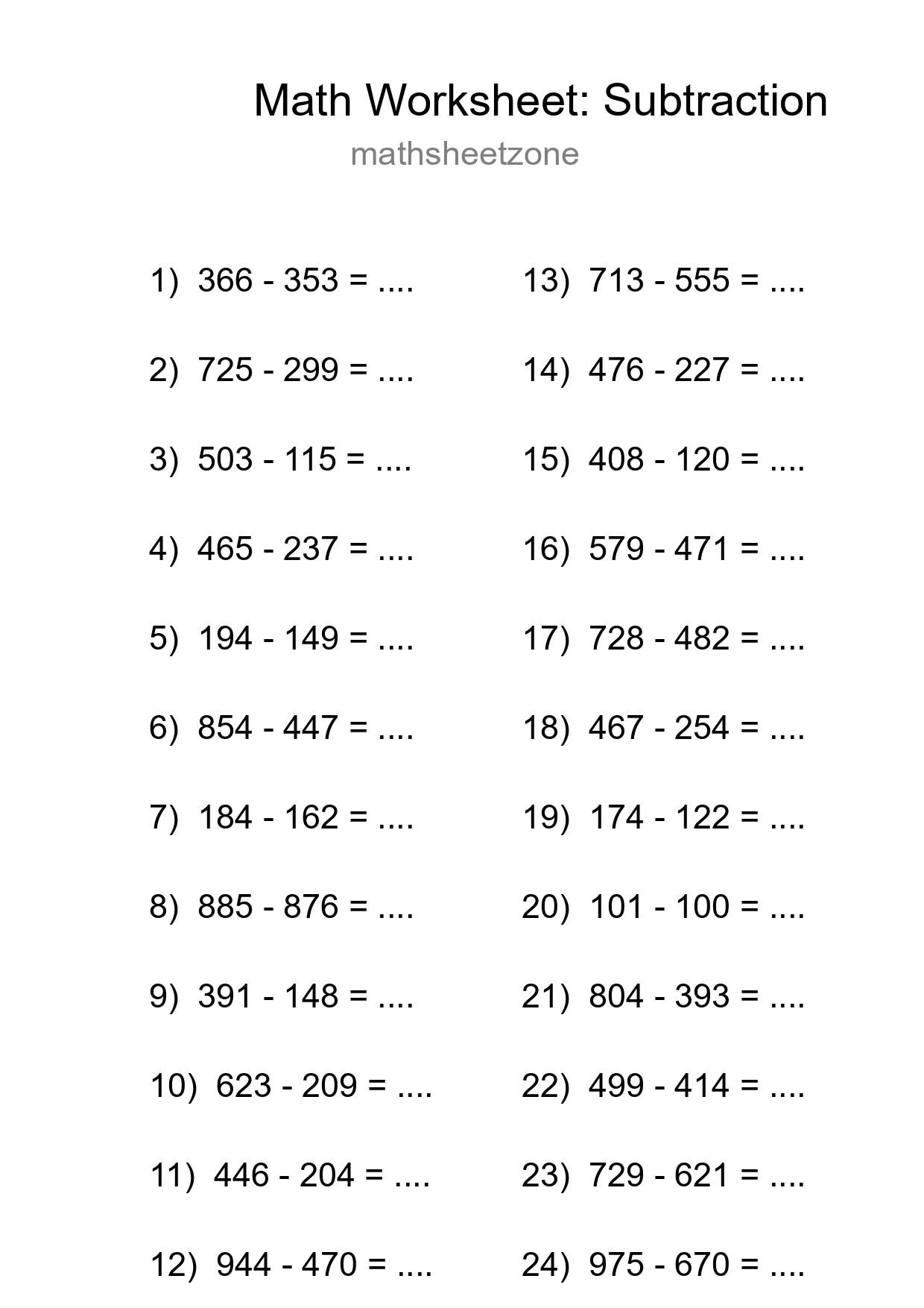 Free 24 Subtraction Math Worksheet For Grade 5 - Part 85