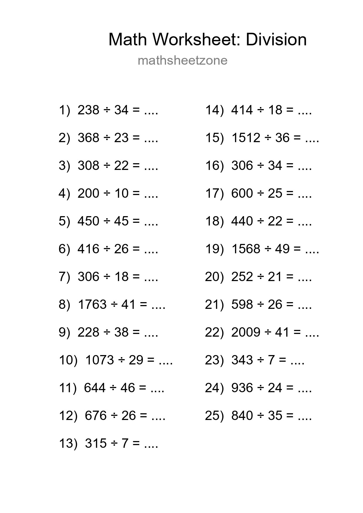 Free 25 Division Math Worksheet For Grade 2 - Part 246