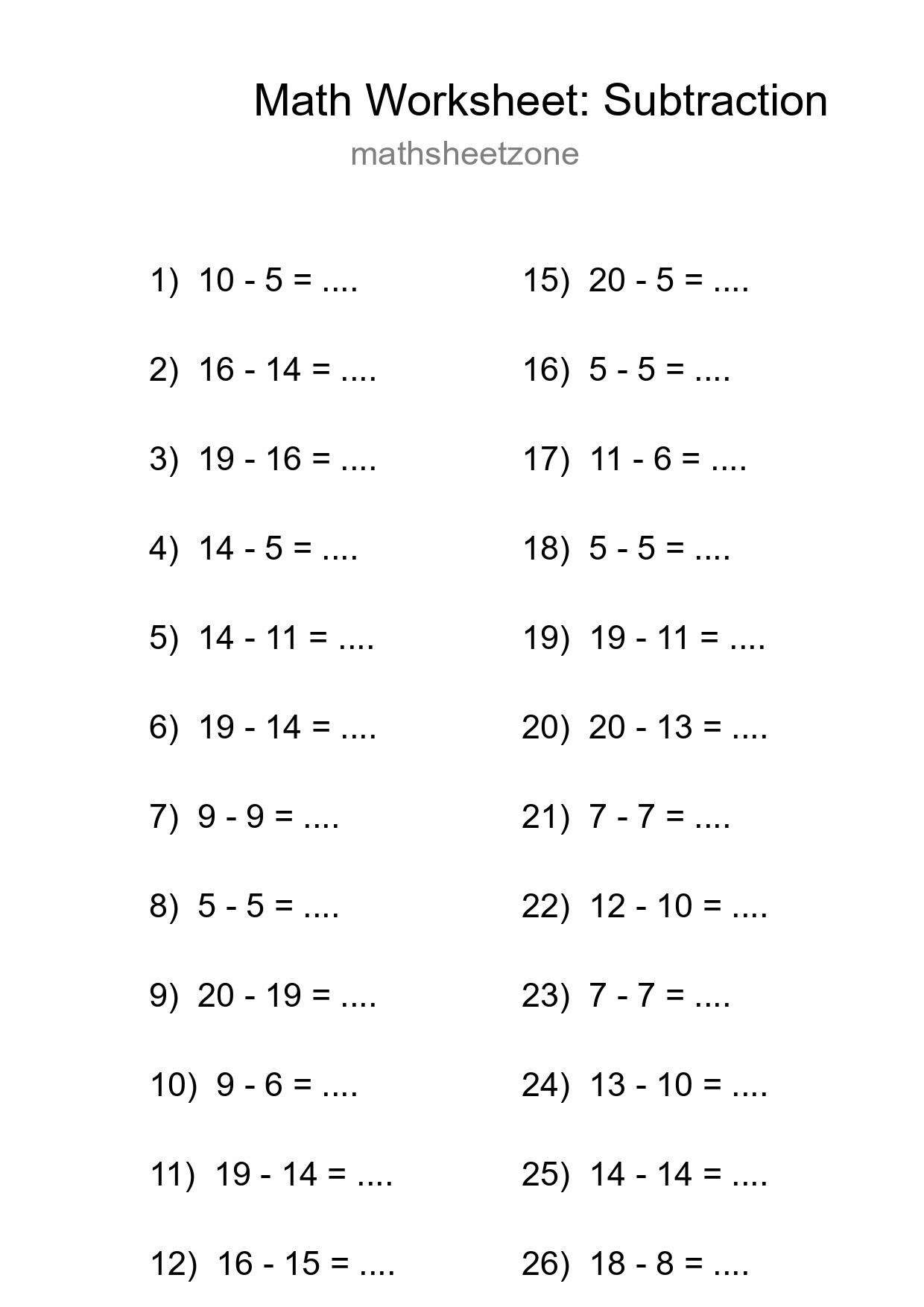 Free 28 Subtraction Math Worksheet For Grade 2 - Part 272