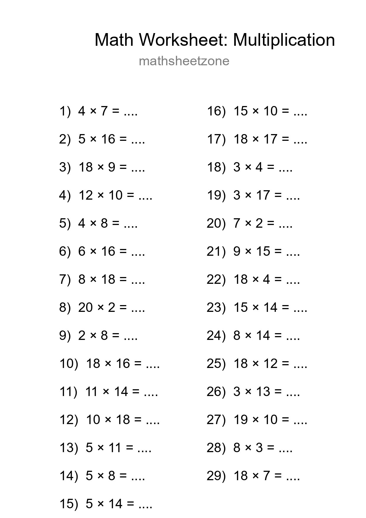 Free 29 Multiplication Math Worksheet For Grade 2 - Part 40