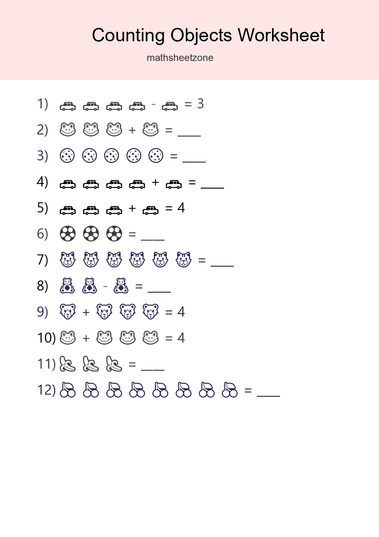 Free Counting Objects Worksheet For Kindergarten - Part 212