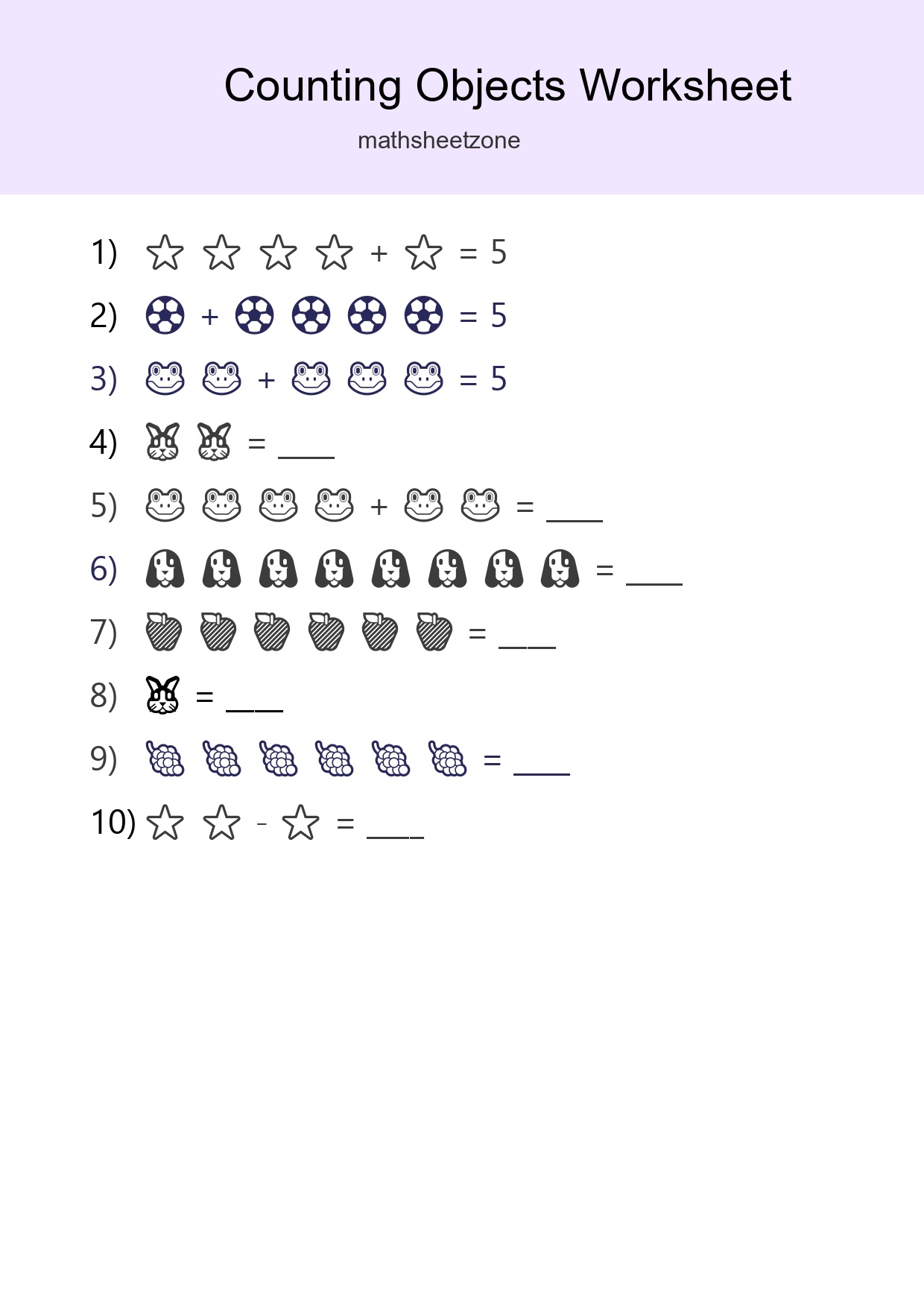 Free Counting Objects Worksheet For Kindergarten - Part 267