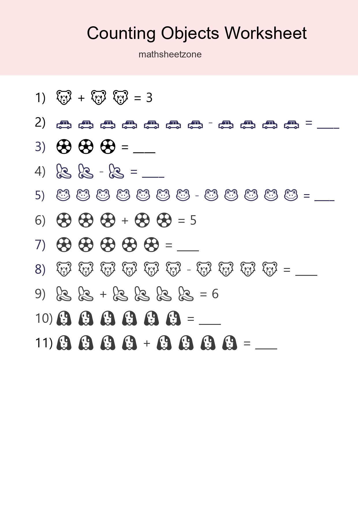 Free Counting Objects Worksheet For Kindergarten Printable - Part 245
