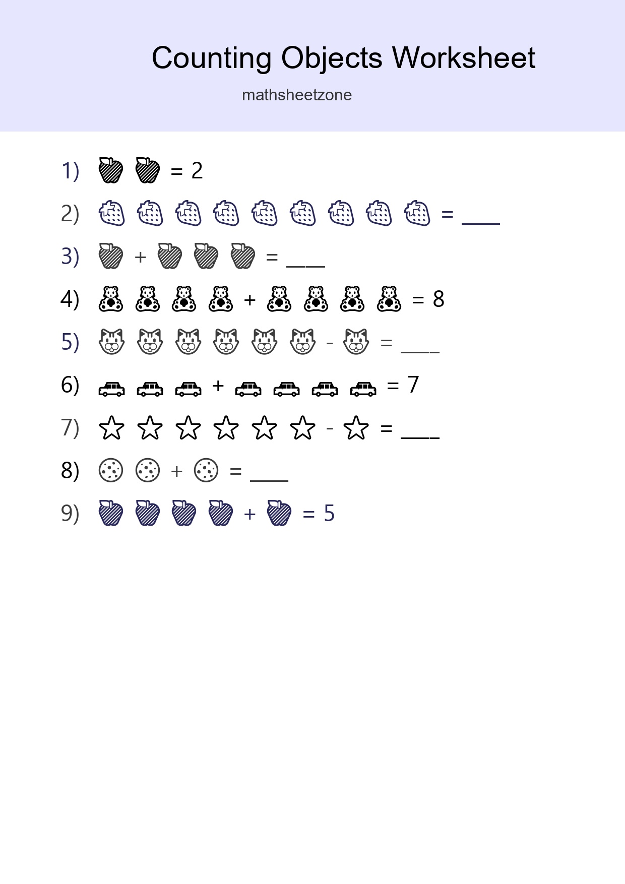 Free Counting Objects Worksheet For Kindergarten Printable - Part 25