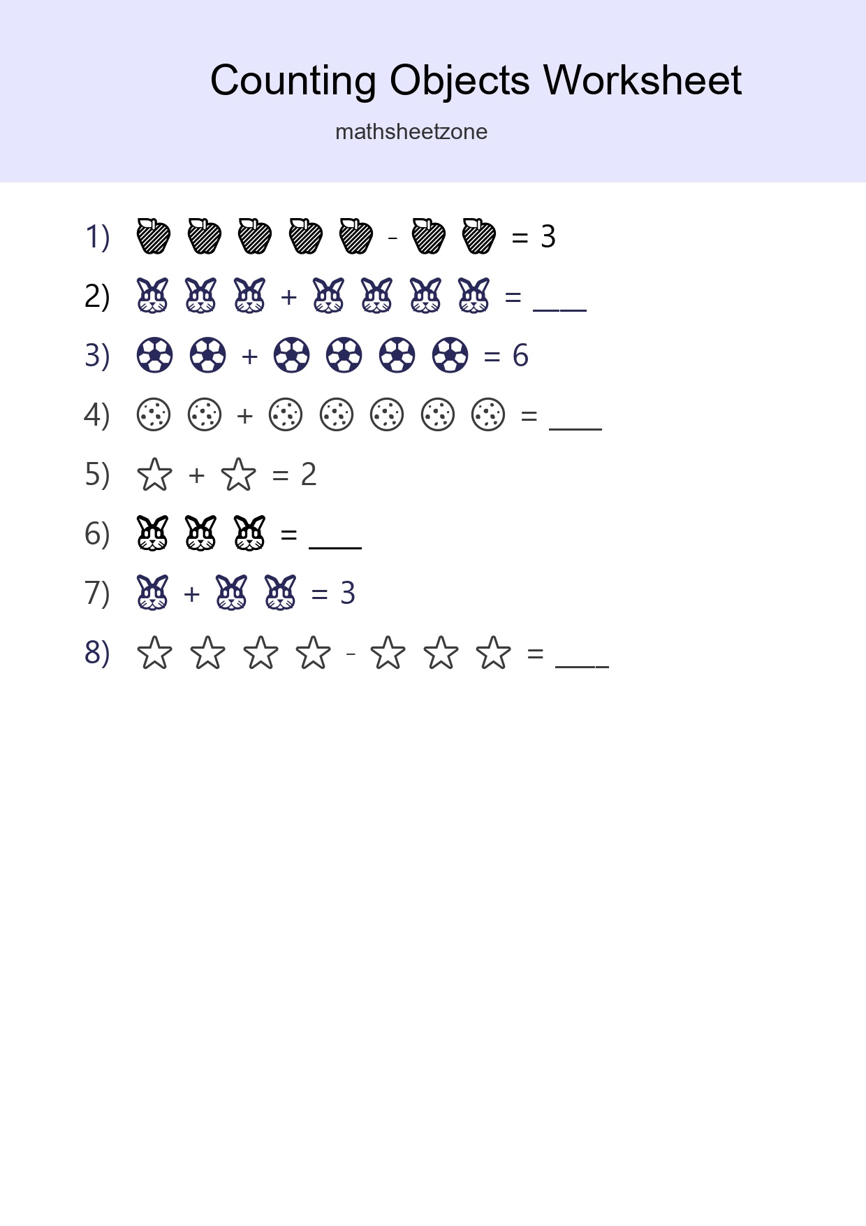 Free Counting Objects Worksheet For Kindergarten Printable - Part 47