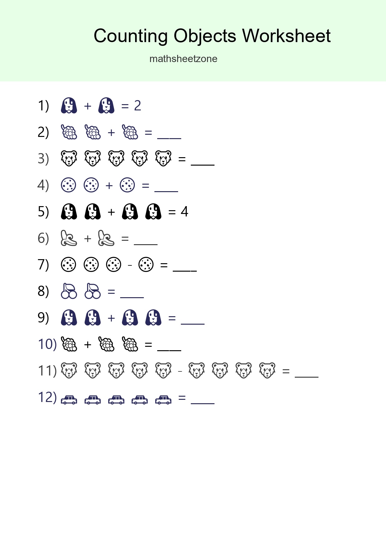 Free Counting Objects Worksheet For Pre-K Printable - Part 135