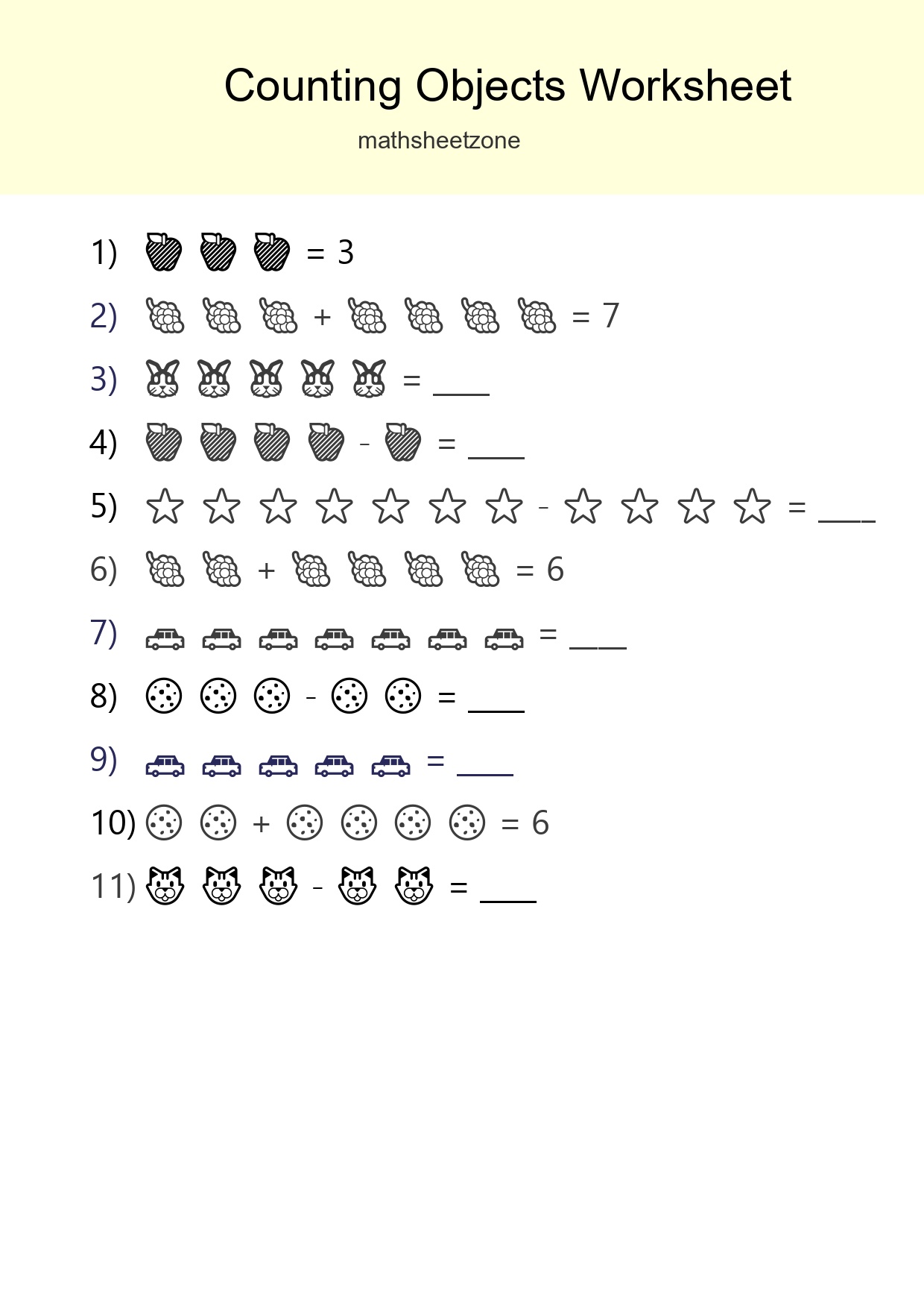 Kindergarten Count The Objects Worksheet - Part 113
