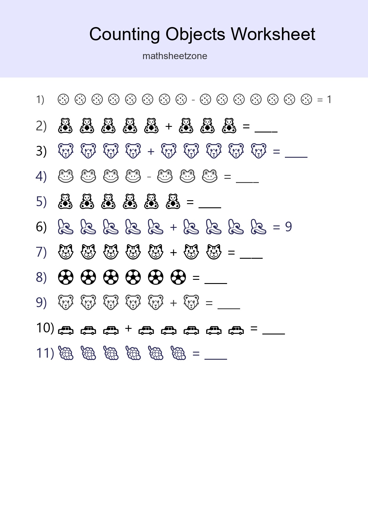 Kindergarten Count The Objects Worksheet - Part 124