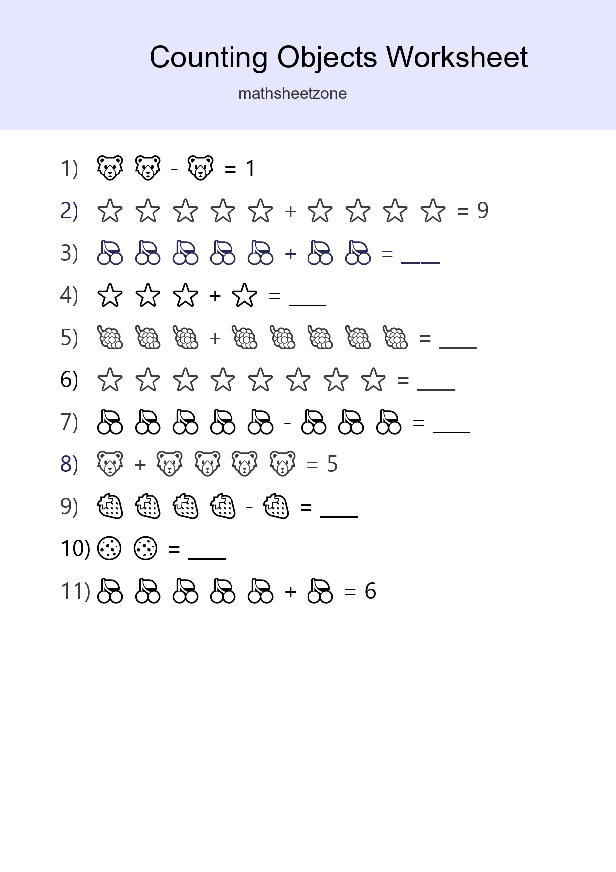 Kindergarten Count The Objects Worksheet - Part 157