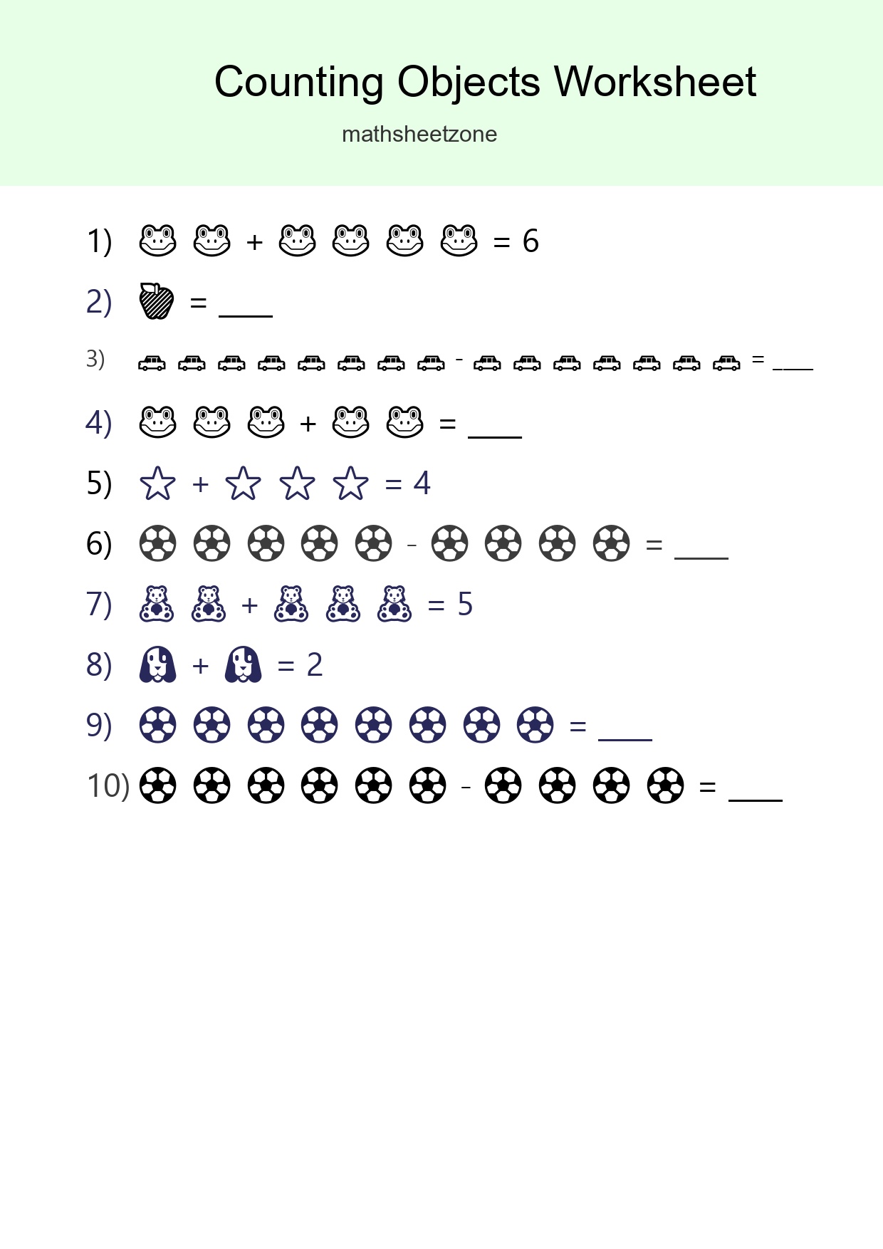 Kindergarten Count The Objects Worksheet - Part 300