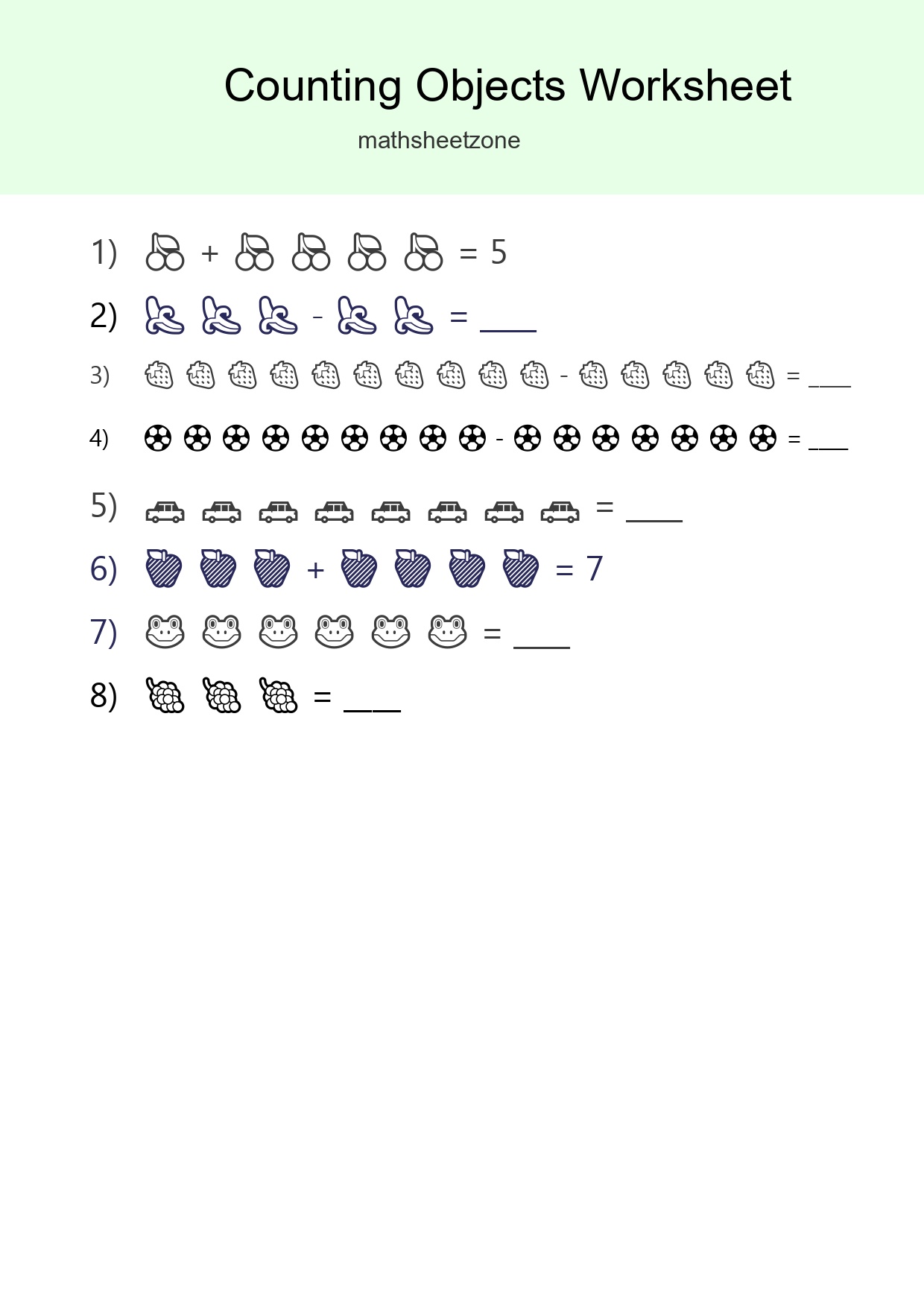 Kindergarten Count The Objects Worksheet - Part 80