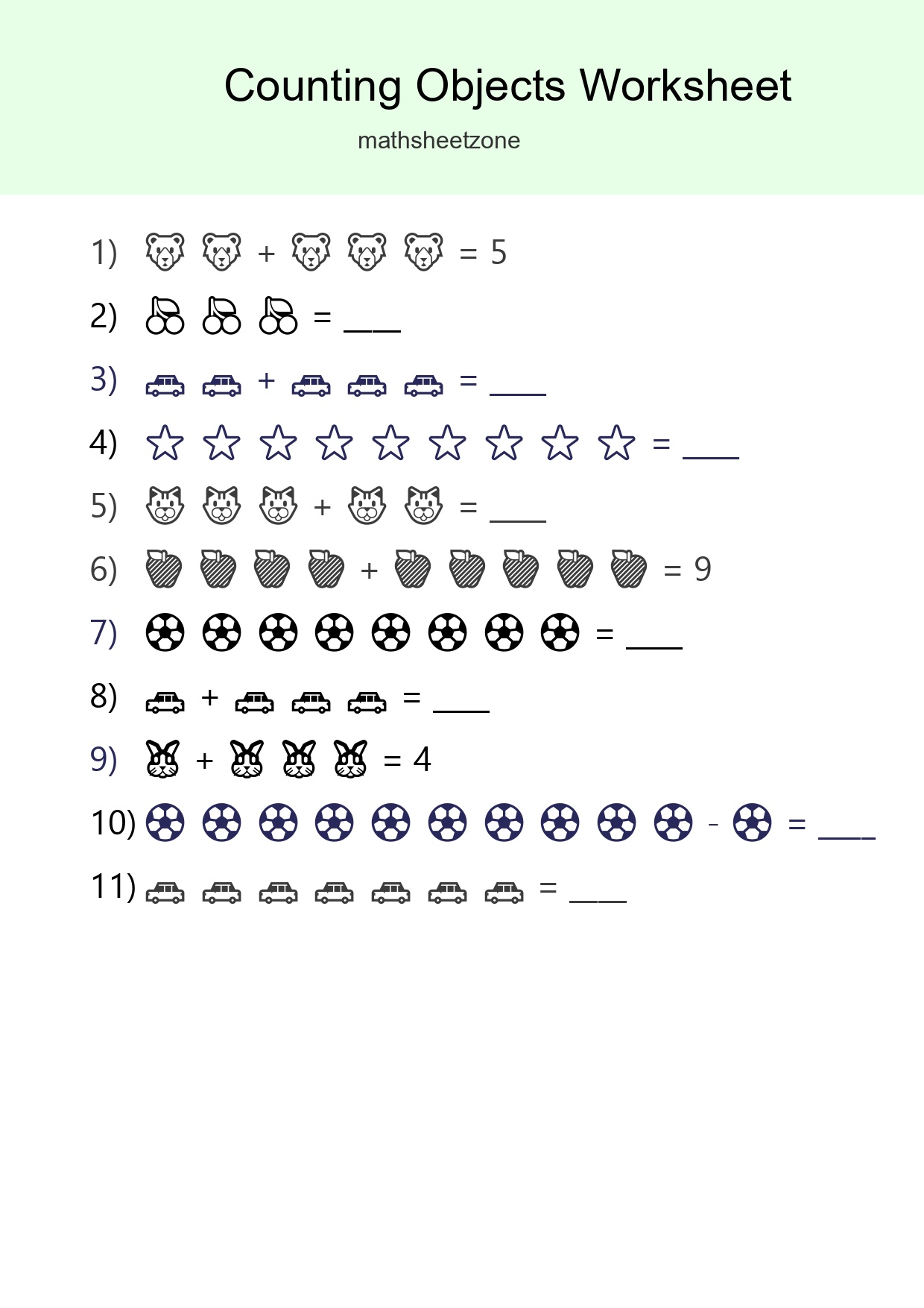 Learn Counting With Pictures Worksheet (Kindergarten) - Part 256
