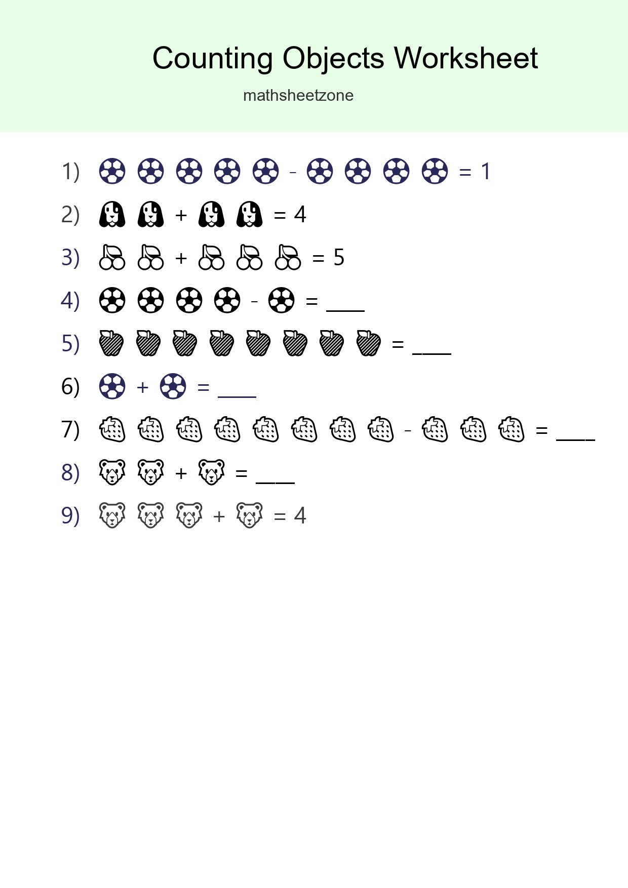 Learn Counting With Pictures Worksheet (Kindergarten) - Part 36