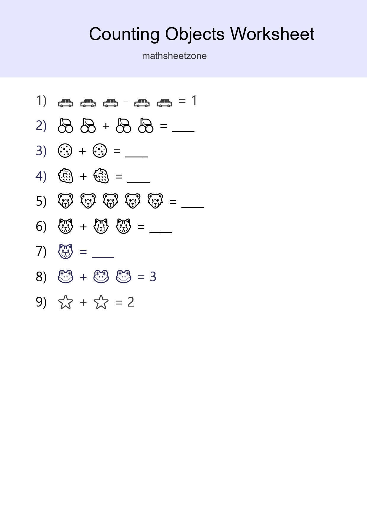 Pre-K Count The Objects Worksheet - Part 289