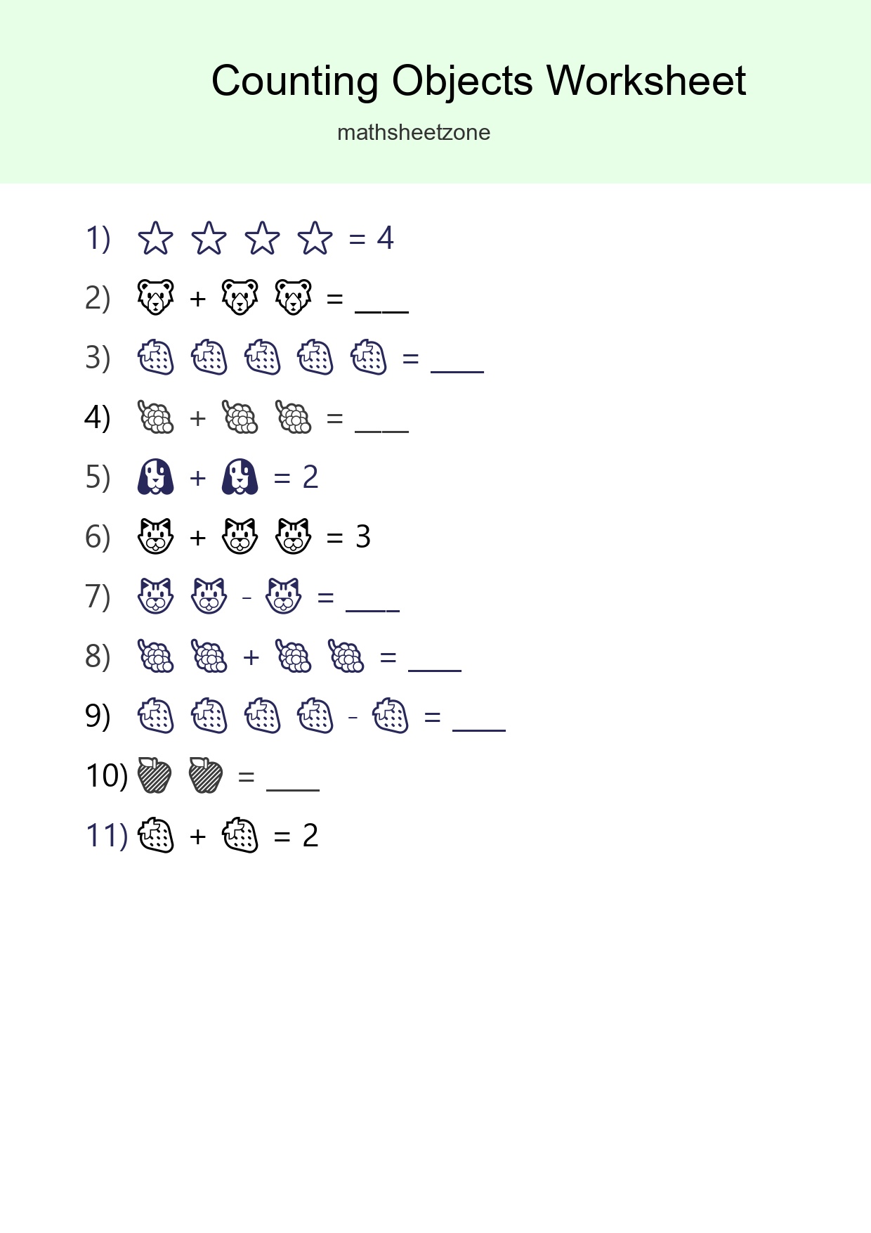 Pre-K Count The Objects Worksheet - Part 3